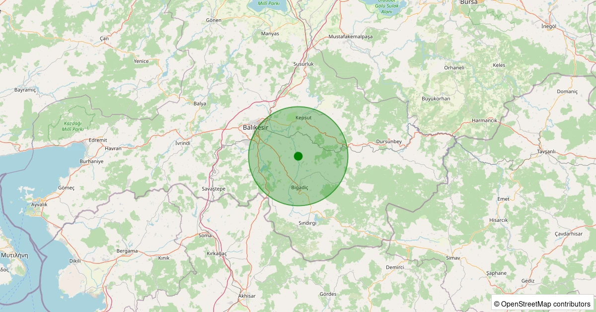 06 Aralık 2025 saat 12:56 - Bigadiç - Yeniköy - 1.60ml depreminin harita gösterimi