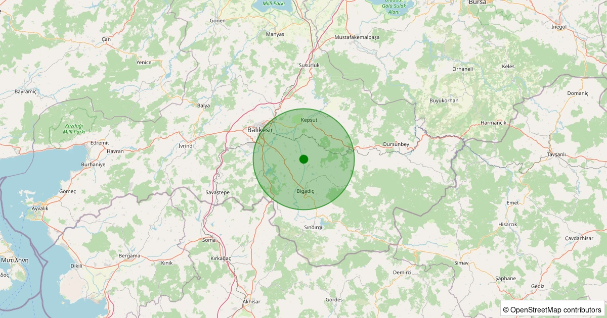 06 Aralık 2025 saat 12:56 - Bigadiç - Yeniköy - 1.60ML depreminin harita gösterimi