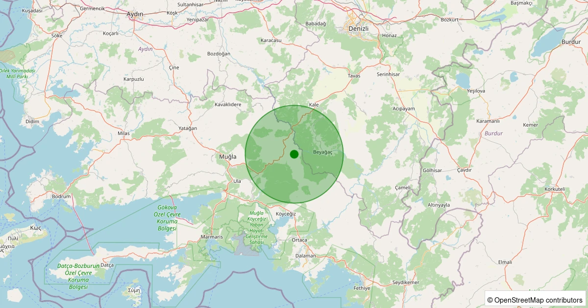 06 Aralık 2025 saat 12:25 - Menteşe - 2.10ml depreminin harita gösterimi