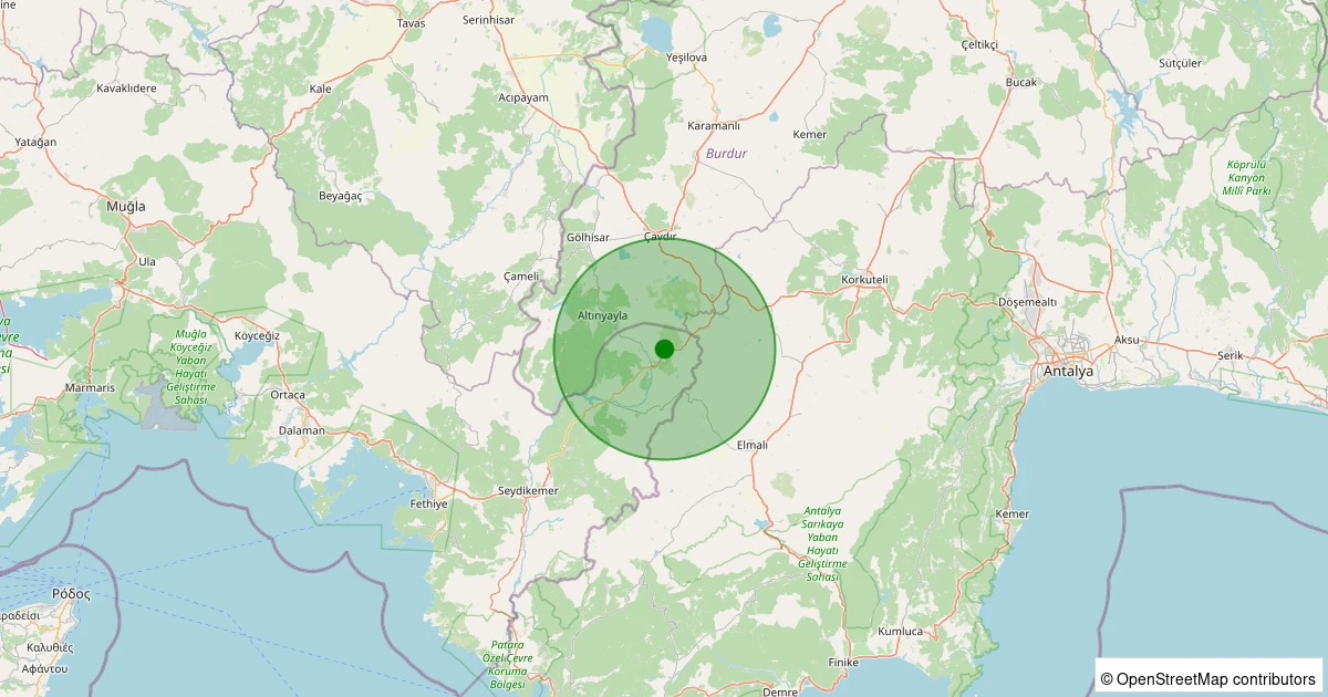 06 Aralık 2025 saat 14:25 - Seydikemer - Çaltılar - 2.00ml depreminin harita gösterimi