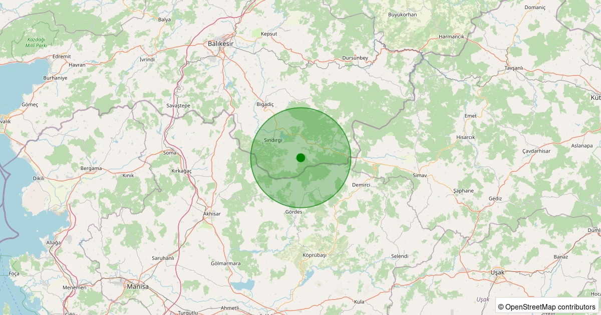 06 Aralık 2025 saat 14:51 - Sındırgı - Küçükdağdere - 1.90ml depreminin harita gösterimi