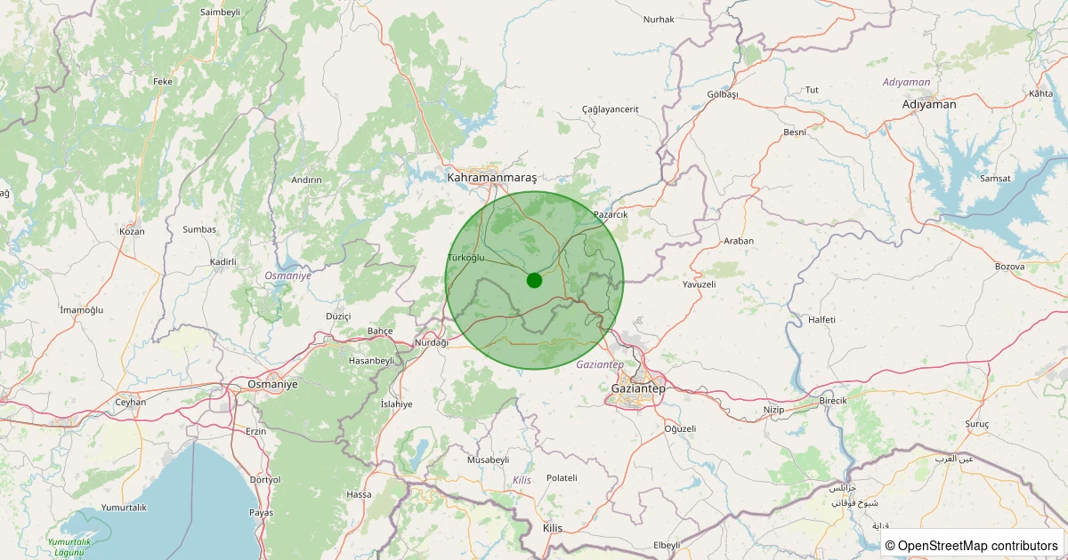 06 Aralık 2025 saat 17:37 - Pazarcık - 2.60ML depreminin harita gösterimi