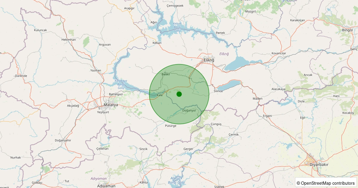 06 Aralık 2025 saat 18:20 - Baskil - Sarıtaş Köyü - 1.20ml depreminin harita gösterimi