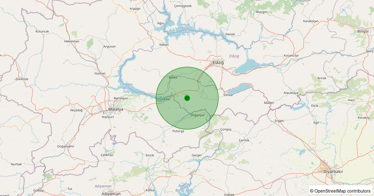 06 Aralık 2025 saat 18:20 - Baskil - Sarıtaş Köyü - 1.20ML depreminin harita gösterimi
