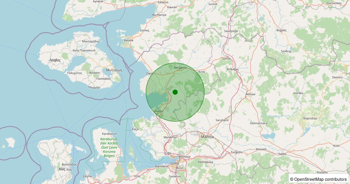 06 Aralık 2025 saat 21:10 - Bergama - Kızıltepe - 1.60ml depreminin harita gösterimi