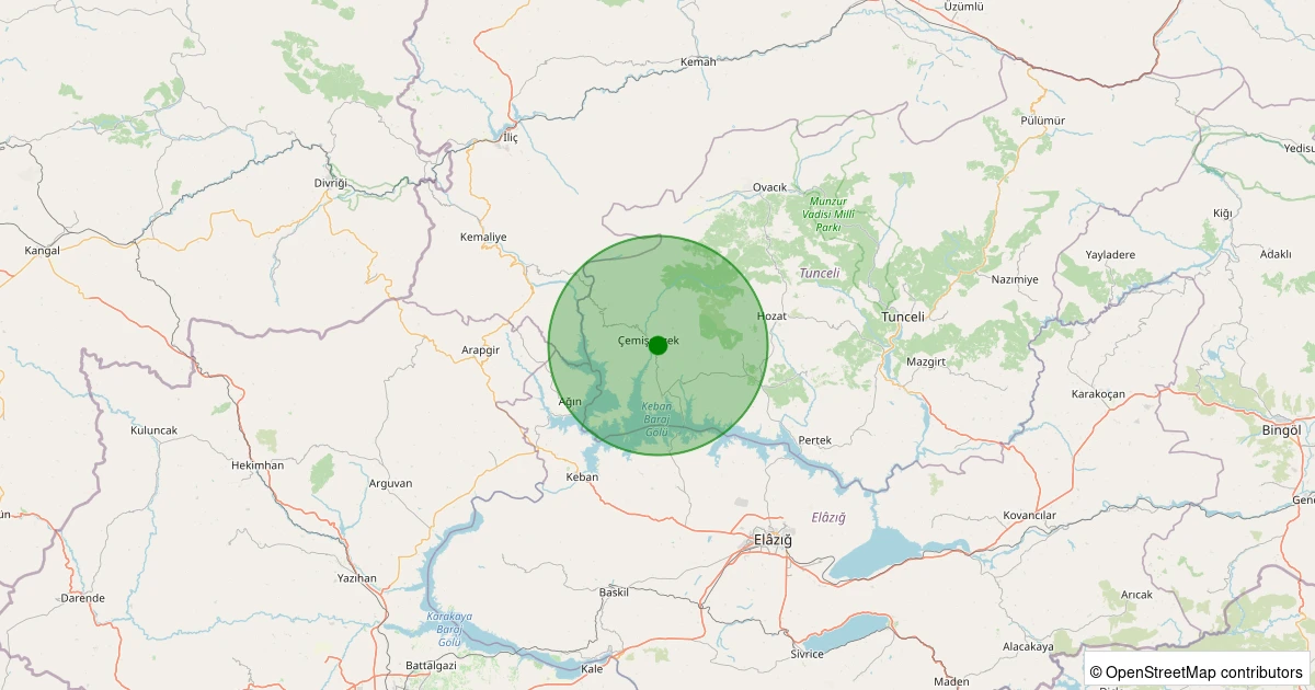 06 Aralık 2025 saat 21:16 - Çemişgezek - Meydanmescit - 1.20ml depreminin harita gösterimi