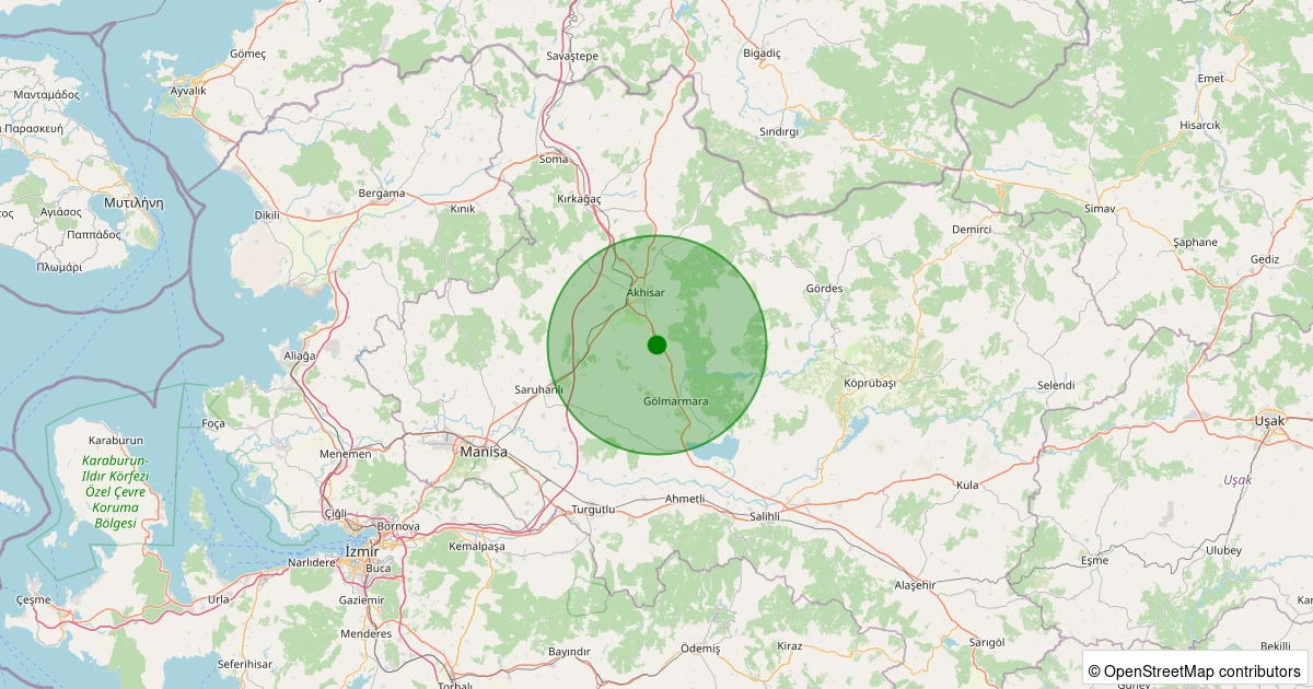 06 Aralık 2025 saat 22:07 - Akhisar - Sarıçalı Köyü - 1.20ml depreminin harita gösterimi