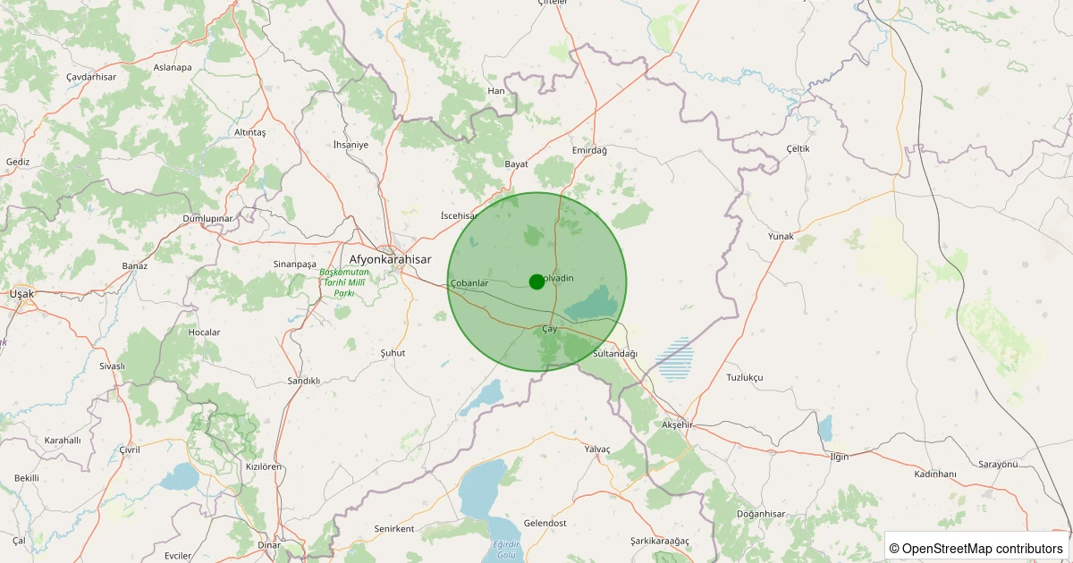 06 Aralık 2025 saat 23:14 - Bolvadin - Yıldırım - 1.30ml depreminin harita gösterimi