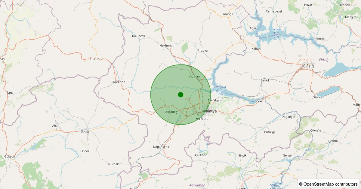 07 Aralık 2025 saat 00:08 - Akçadağ - Yukarıörükçü - 1.80ml depreminin harita gösterimi
