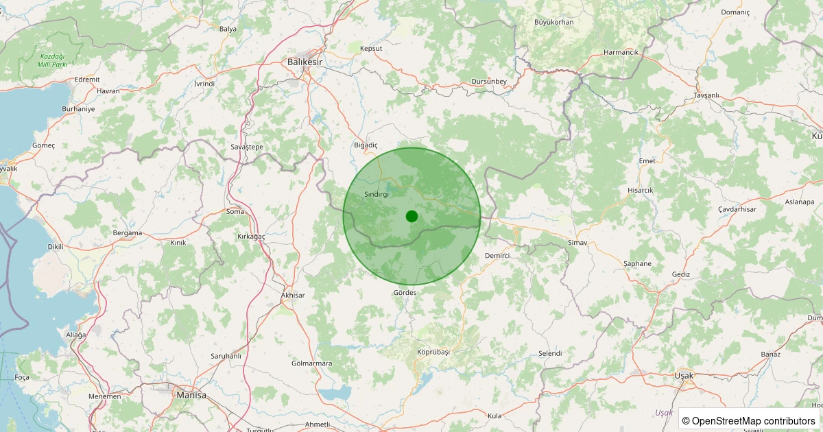 07 Aralık 2025 saat 02:37 - Sındırgı - Küçükdağdere - 1.40ML depreminin harita gösterimi