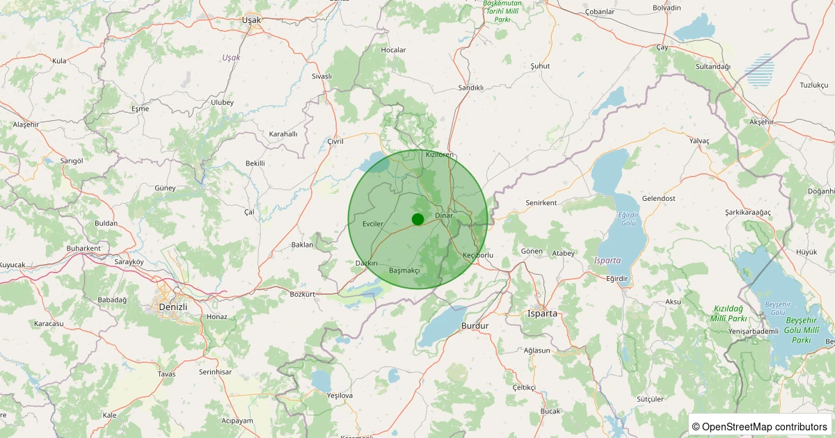 07 Aralık 2025 saat 04:39 - Dinar - Avdan Köyü - 1.90ml depreminin harita gösterimi