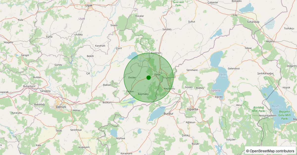 07 Aralık 2025 saat 04:39 - Dinar - Gençali Köyü - 1.80ml depreminin harita gösterimi