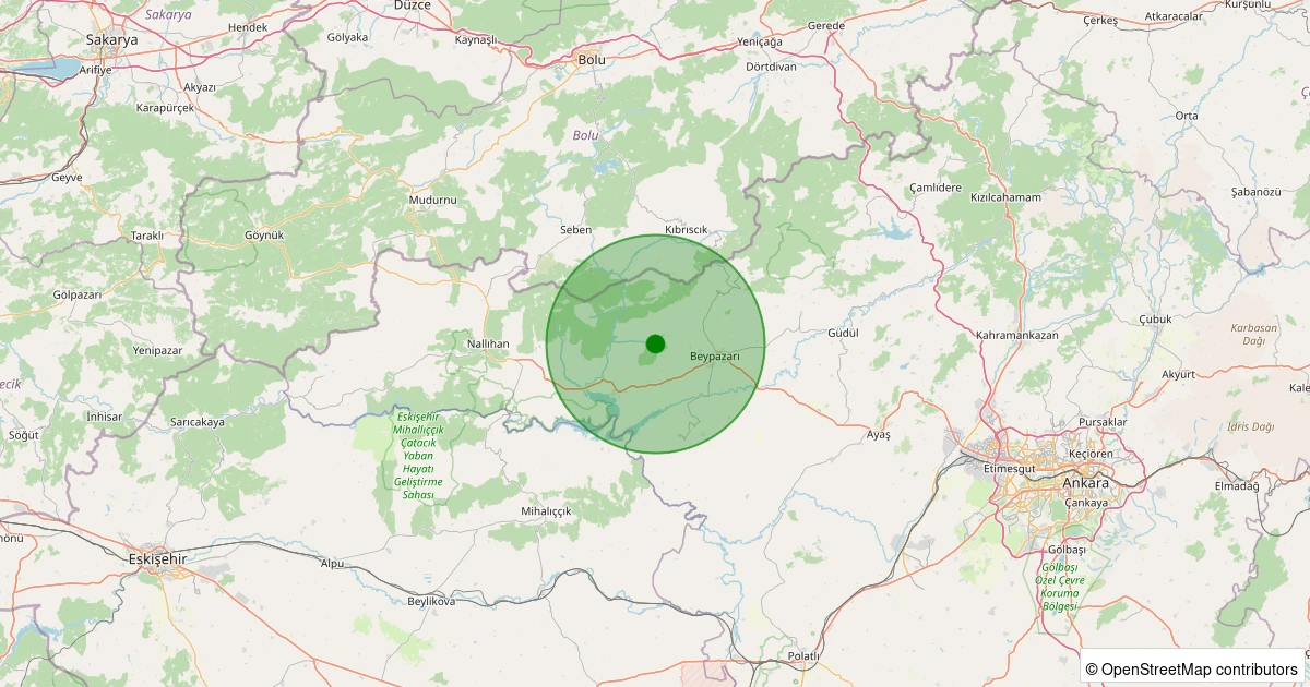 07 Aralık 2025 saat 07:15 - Beypazarı - Hırkatepe - 1.80ml depreminin harita gösterimi