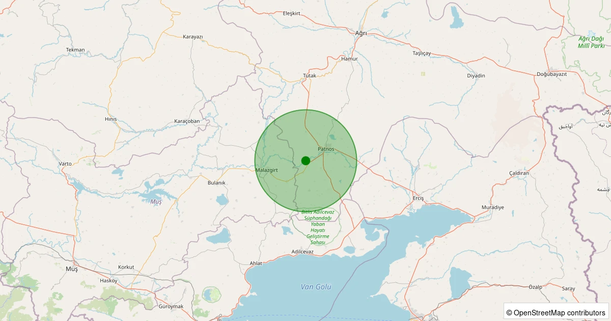 07 Aralık 2025 saat 07:44 - Patnos - Üçoymak Köyü - 1.70ml depreminin harita gösterimi