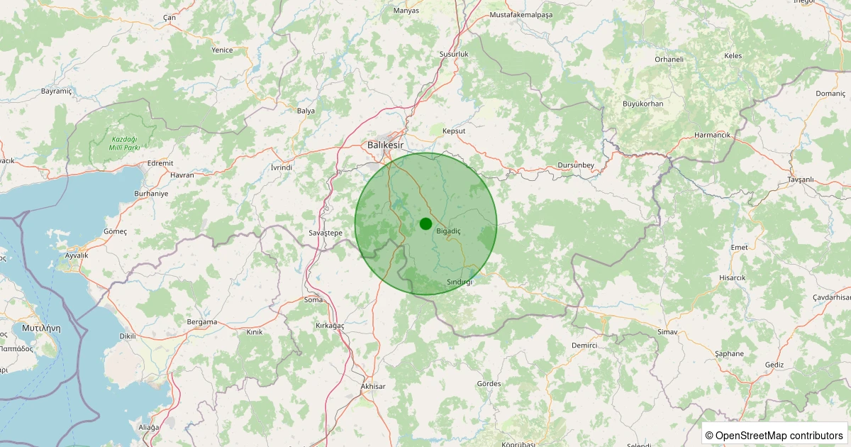 07 Aralık 2025 saat 08:33 - Bigadiç - Babaköy - 1.80ML depreminin harita gösterimi