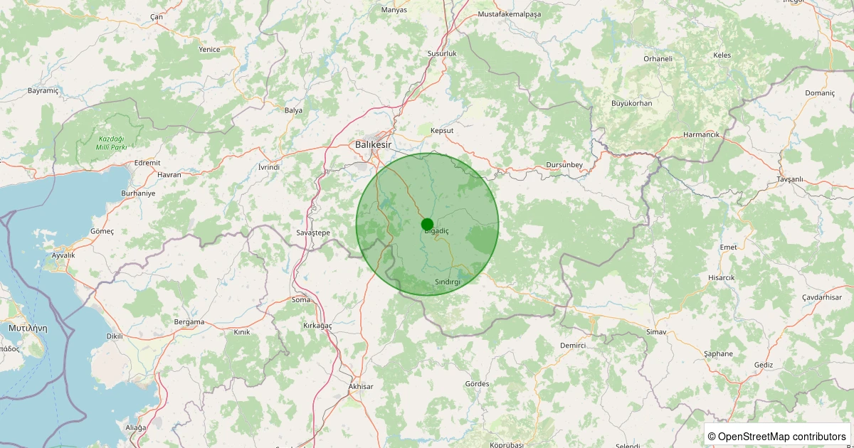07 Aralık 2025 saat 09:44 - Bigadiç - 1.40ml depreminin harita gösterimi