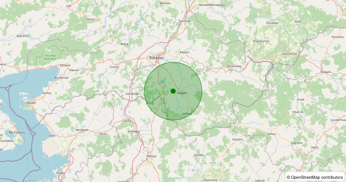 07 Aralık 2025 saat 09:44 - Bigadiç - Babaköy - 1.40ML depreminin harita gösterimi