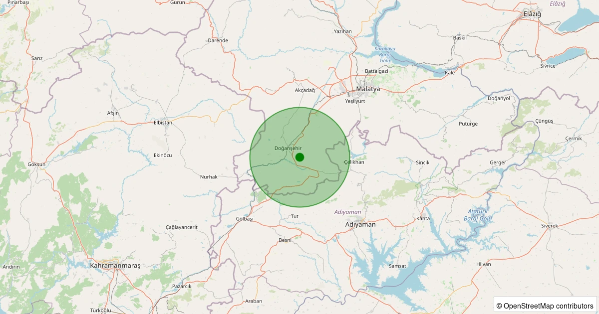 07 Aralık 2025 saat 10:48 - Doğanşehir - Güroba - 1.60ML depreminin harita gösterimi
