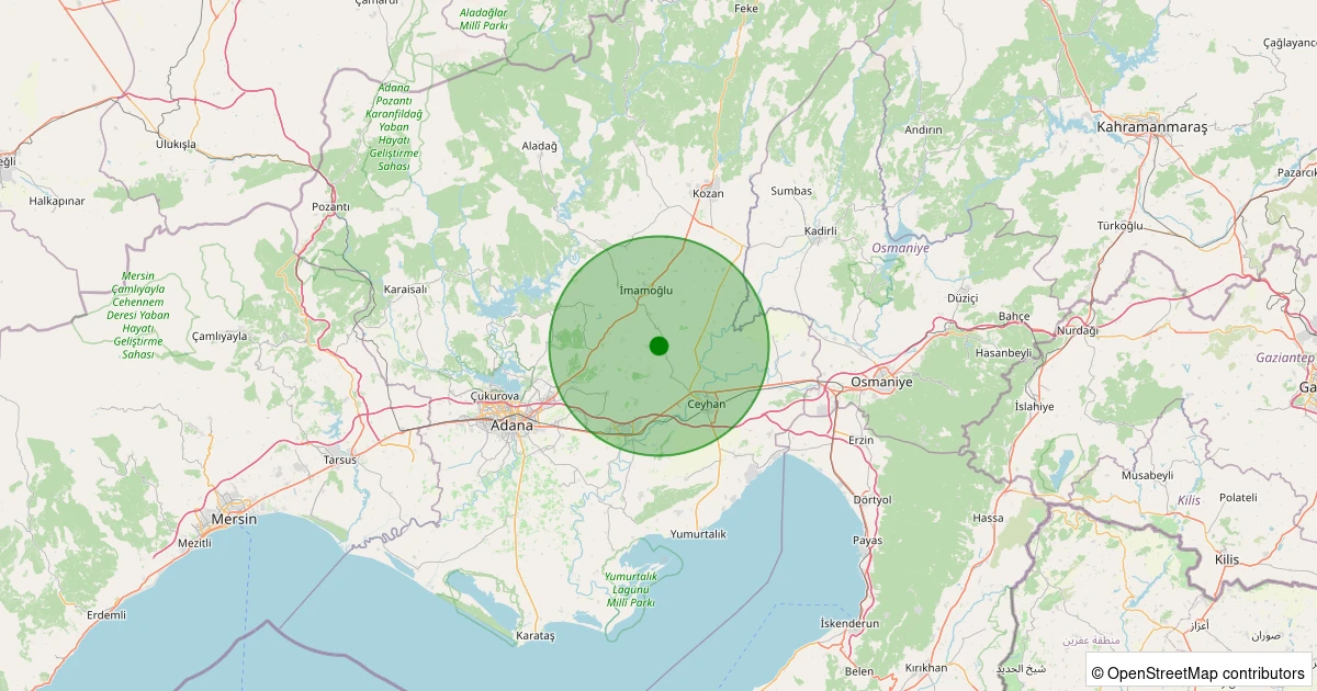 07 Aralık 2025 saat 12:25 - Ceyhan - Soysallı - 1.40ML depreminin harita gösterimi
