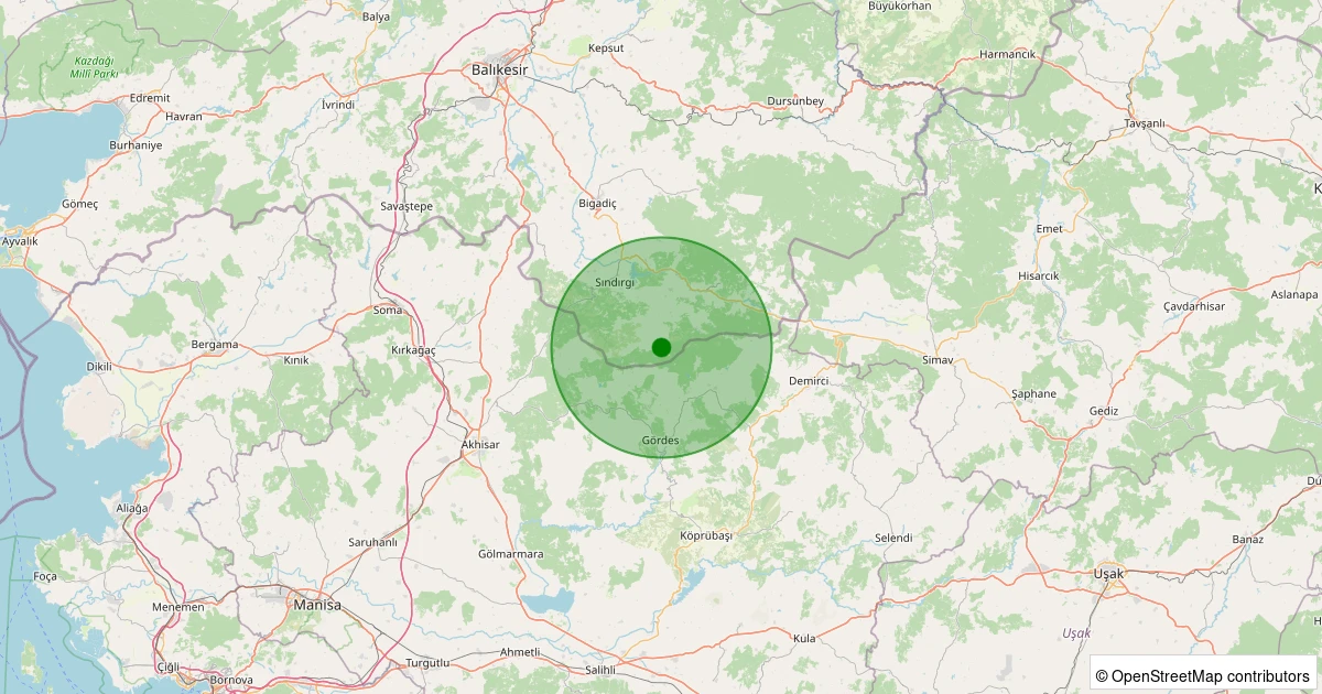 07 Aralık 2025 saat 13:39 - Sındırgı - Yüreğil/Merkez - 1.30ML depreminin harita gösterimi