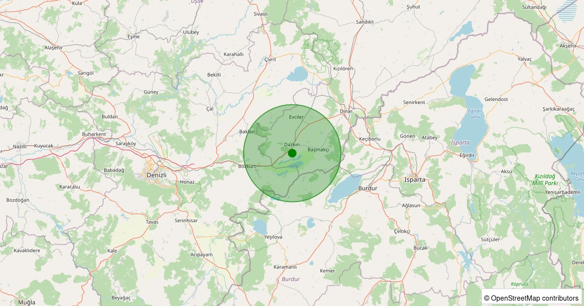 07 Aralık 2025 saat 17:32 - Dazkırı - Aşağıyenice Köyü - 1.40ML depreminin harita gösterimi
