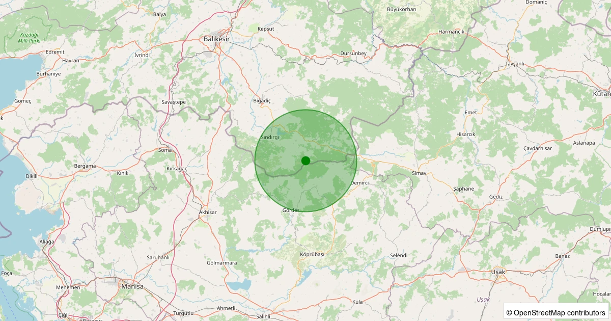 07 Aralık 2025 saat 18:31 - Sındırgı - Yaylabayır - 1.10ml depreminin harita gösterimi