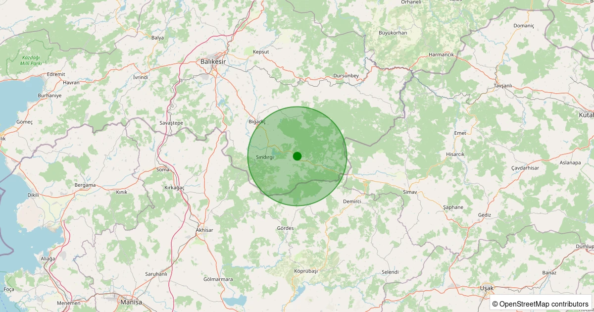 07 Aralık 2025 saat 19:18 - Sındırgı - Alayaka - 1.40ml depreminin harita gösterimi