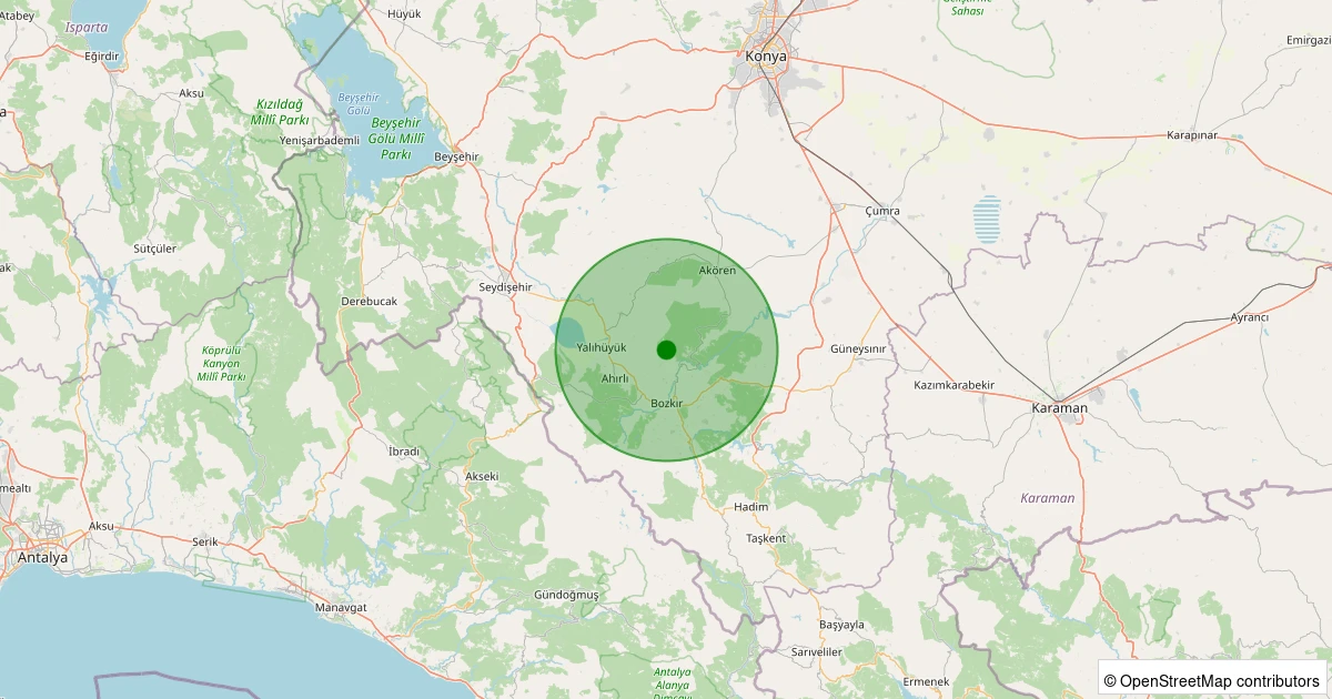 07 Aralık 2025 saat 19:28 - Bozkır - Sazlı Köyü - 2.20ml depreminin harita gösterimi