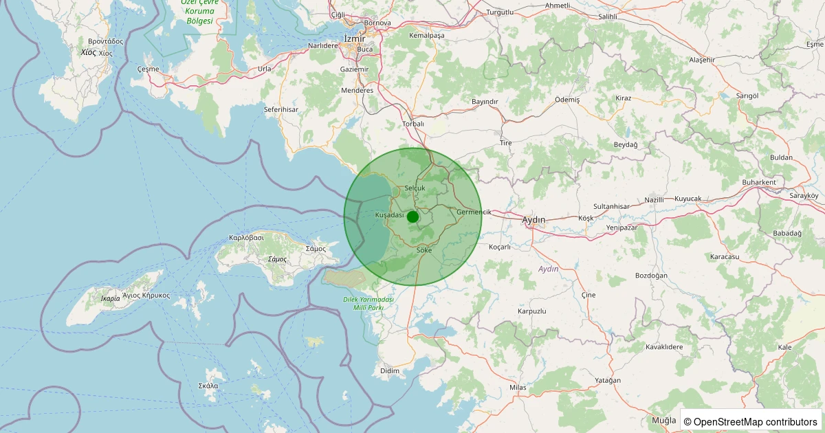 07 Aralık 2025 saat 19:47 - Kuşadası - Çınar Köyü - 2.30ML depreminin harita gösterimi