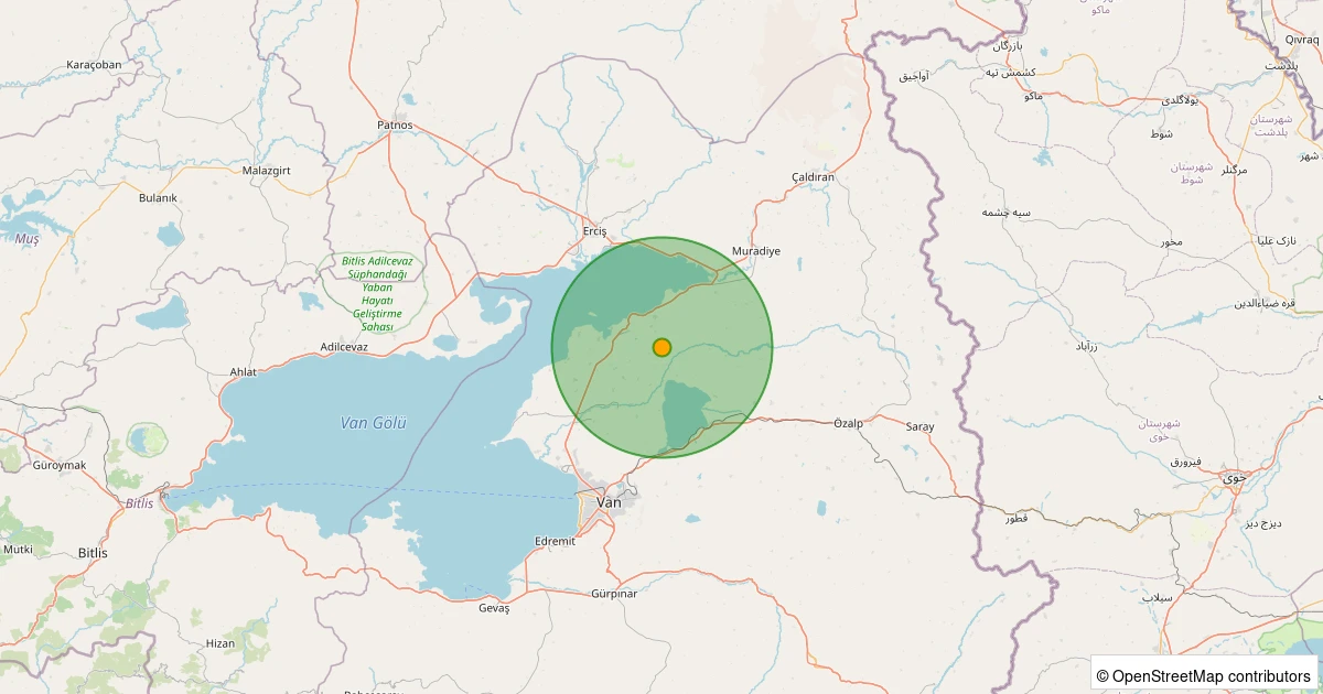 07 Aralık 2025 saat 22:17 - Tuşba - 4.40mwr depreminin harita gösterimi