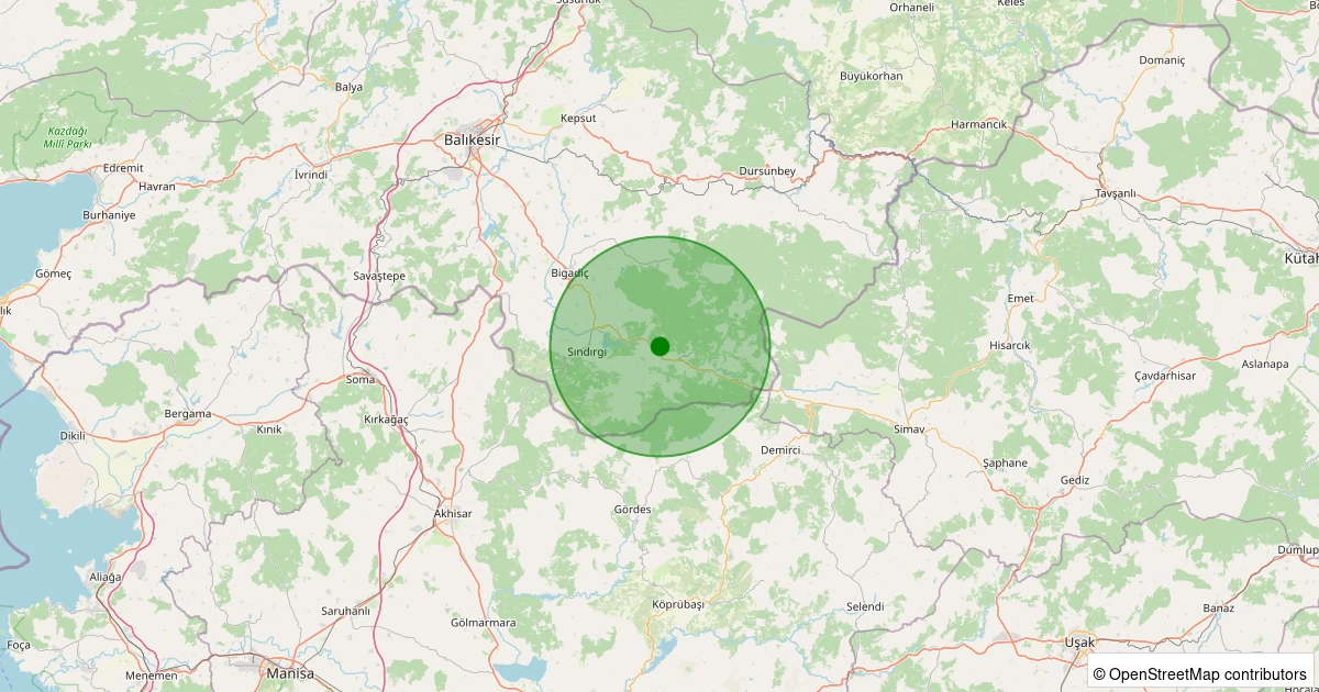 07 Aralık 2025 saat 22:55 - Sındırgı - Alayaka - 1.00ML depreminin harita gösterimi