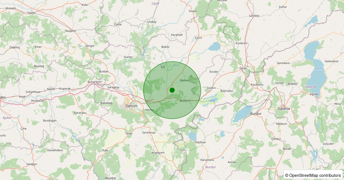 07 Aralık 2025 saat 23:20 - Bozkurt - Baklan Kuyucak - 1.00ML depreminin harita gösterimi