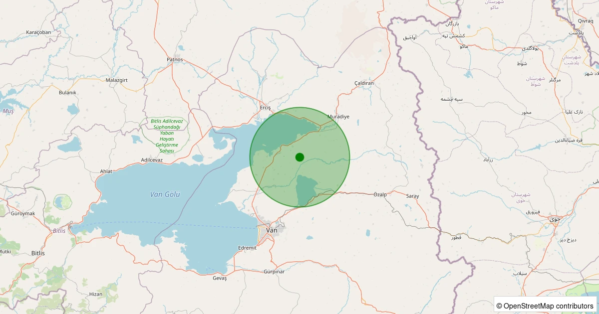 07 Aralık 2025 saat 23:36 - Tuşba - Akçift - 1.20ml depreminin harita gösterimi