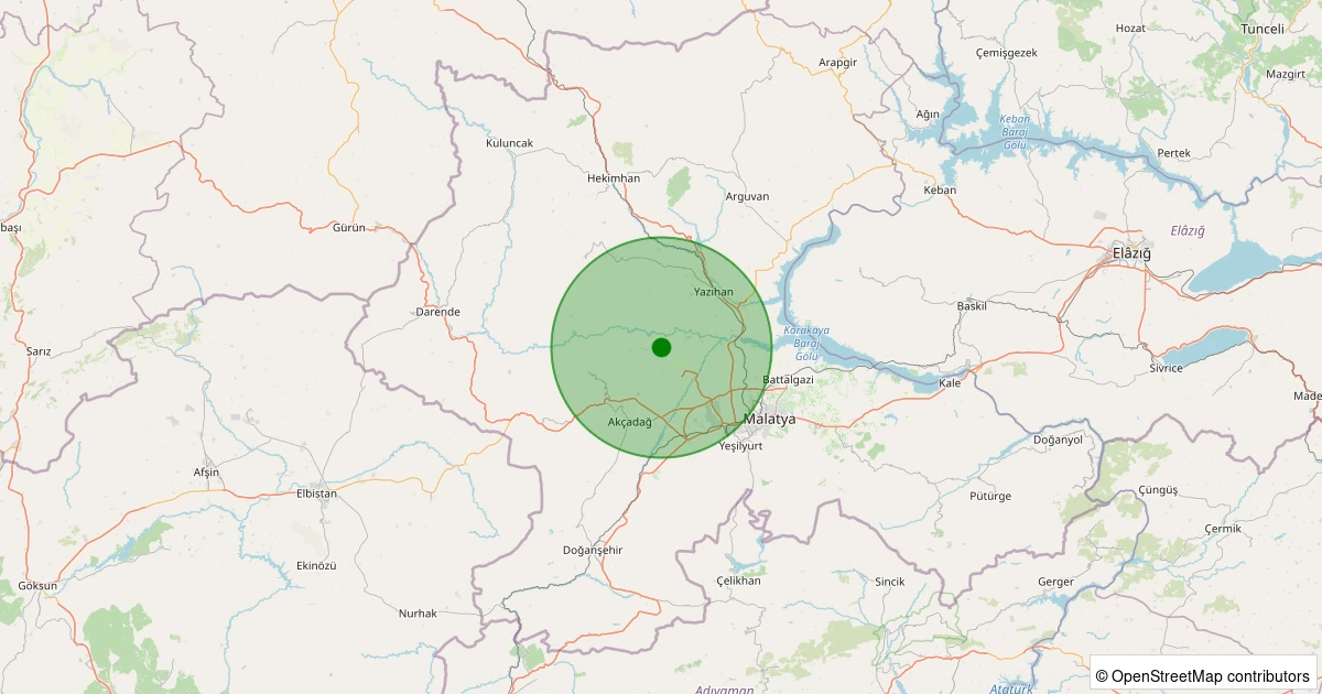 08 Aralık 2025 saat 00:29 - Akçadağ - Ilıcak - 1.80ml depreminin harita gösterimi