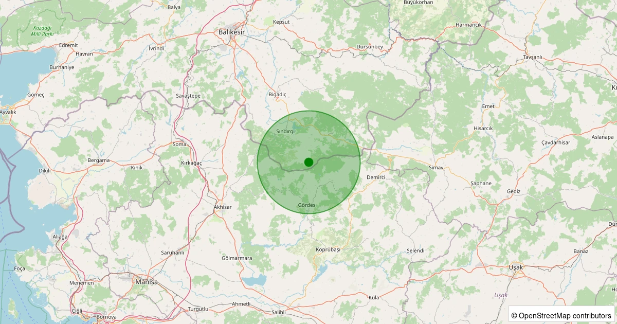 08 Aralık 2025 saat 00:43 - Sındırgı - Küçükdağdere - 2.20ml depreminin harita gösterimi