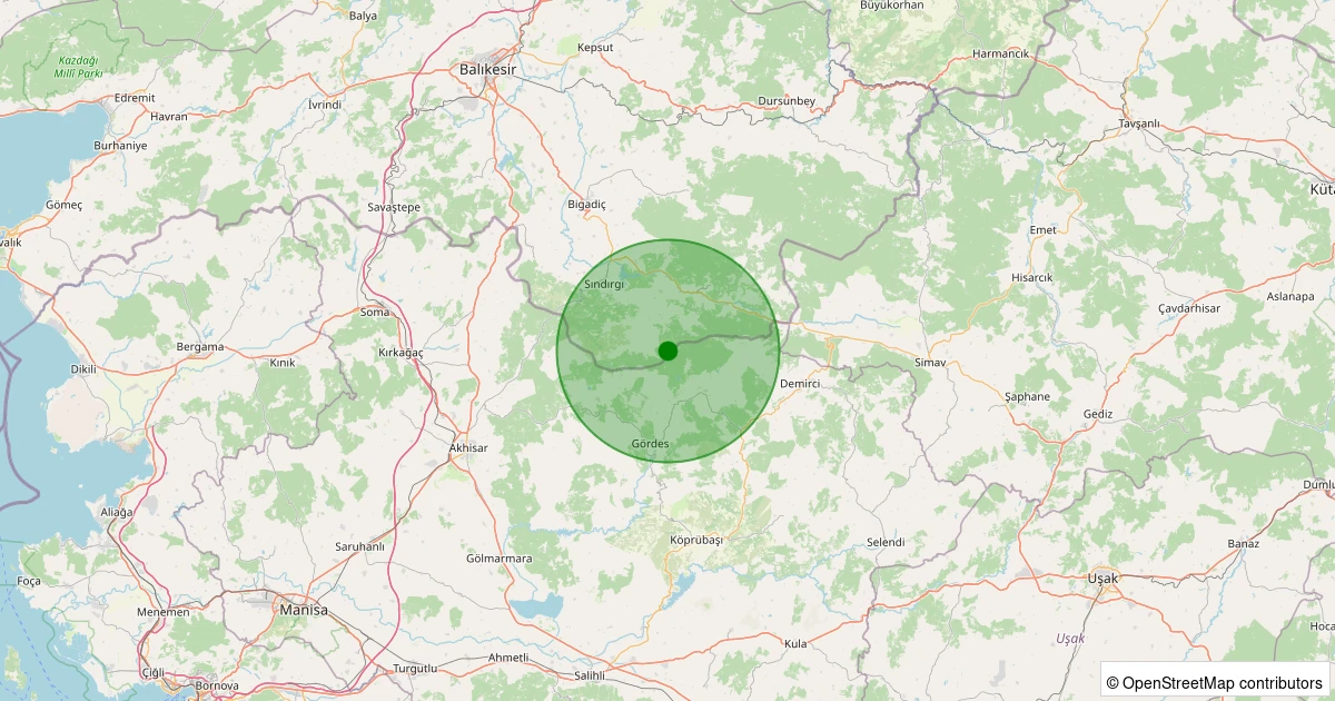 08 Aralık 2025 saat 01:41 - Sındırgı - Yüreğil/Merkez - 0.90ML depreminin harita gösterimi