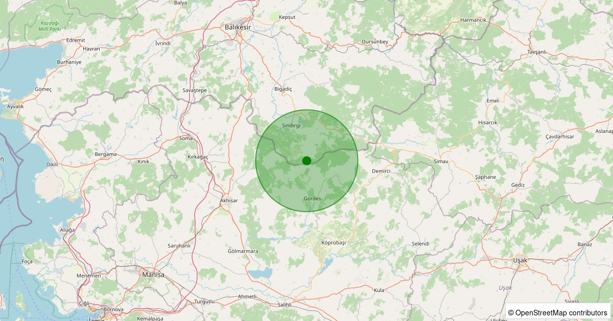 08 Aralık 2025 saat 02:12 - Gördes - 1.30ml depreminin harita gösterimi