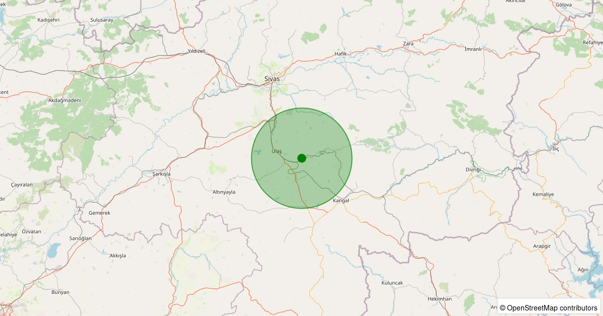 08 Aralık 2025 saat 02:19 - Ulaş - Eskikarahisar Köyü - 1.40ml depreminin harita gösterimi