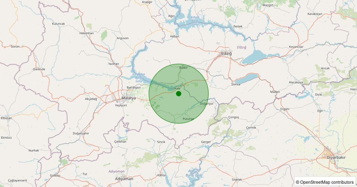 08 Aralık 2025 saat 02:18 - Kale - Tepebaşı Köyü - 1.50ml depreminin harita gösterimi