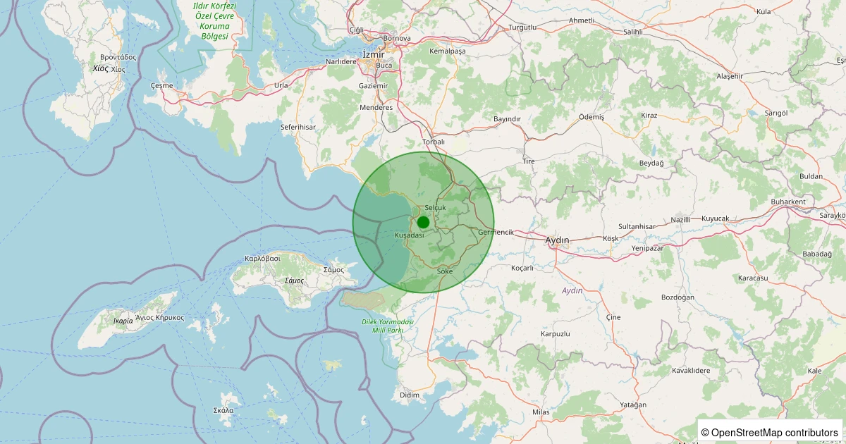 08 Aralık 2025 saat 01:44 - Selçuk - Selçuk - 1.80ml depreminin harita gösterimi