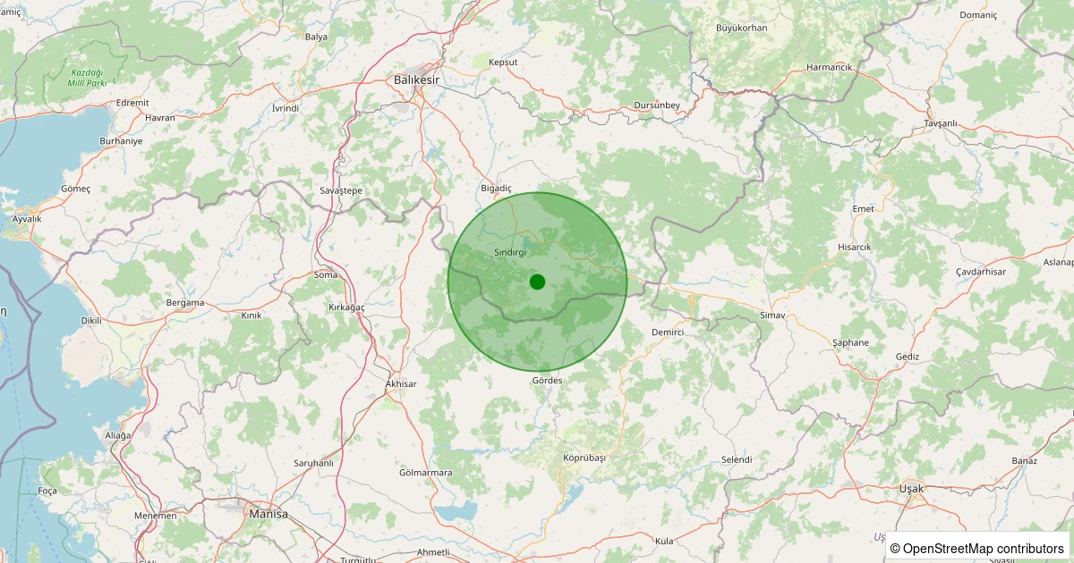 08 Aralık 2025 saat 03:57 - Sındırgı - Işıklar - 2.60ML depreminin harita gösterimi