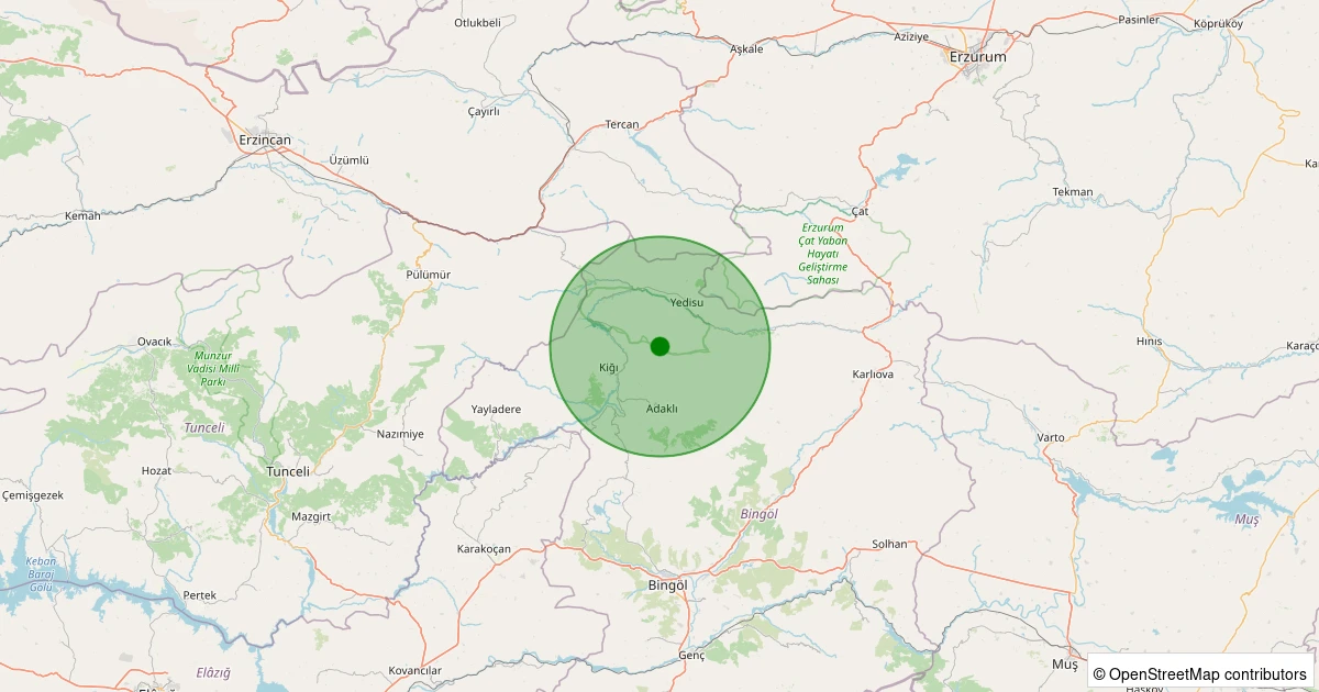 08 Aralık 2025 saat 03:58 - Adaklı - Maltepe Köyü - 2.30ml depreminin harita gösterimi