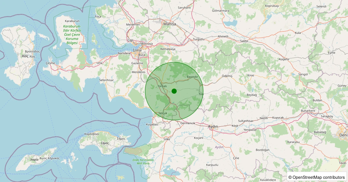 08 Aralık 2025 saat 04:27 - Torbalı - Atalan - 1.20ML depreminin harita gösterimi