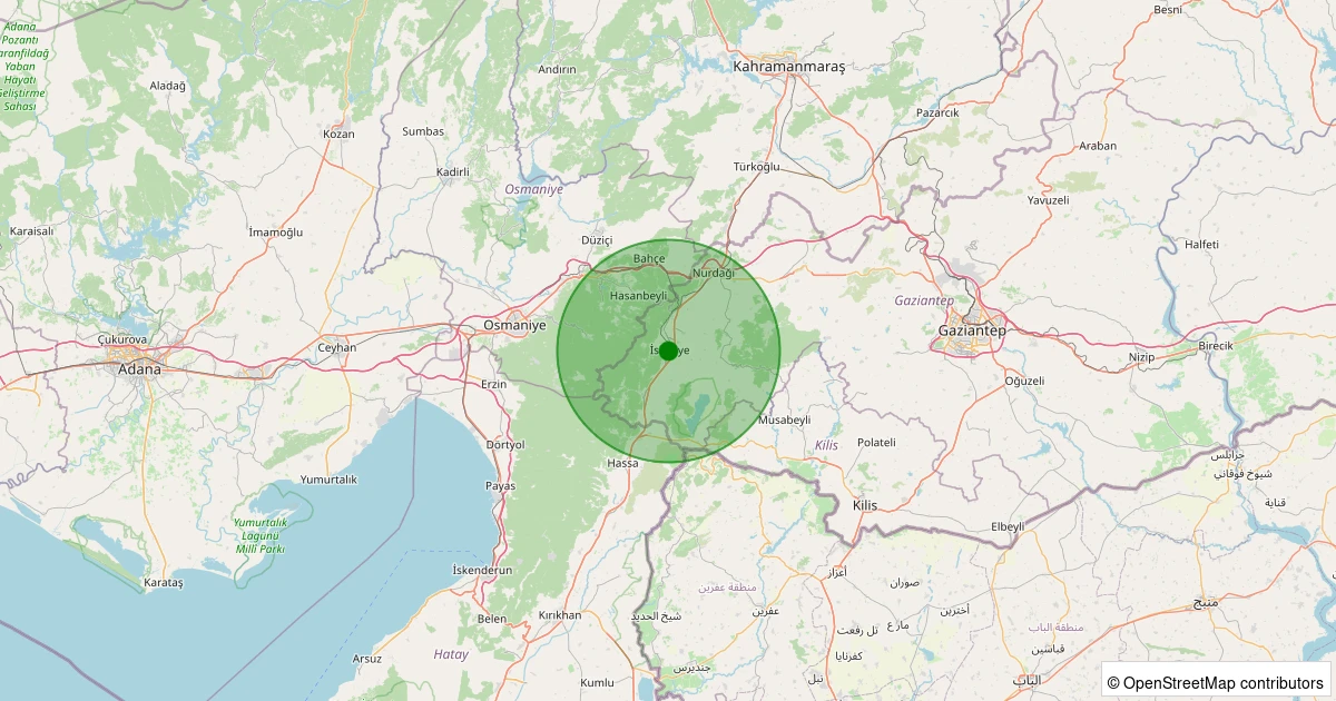 08 Aralık 2025 saat 05:17 - İslahiye - 1.80ML depreminin harita gösterimi