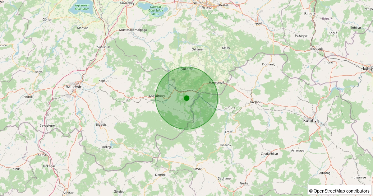 08 Aralık 2025 saat 05:19 - Dursunbey - Doğancılar - 1.40ML depreminin harita gösterimi
