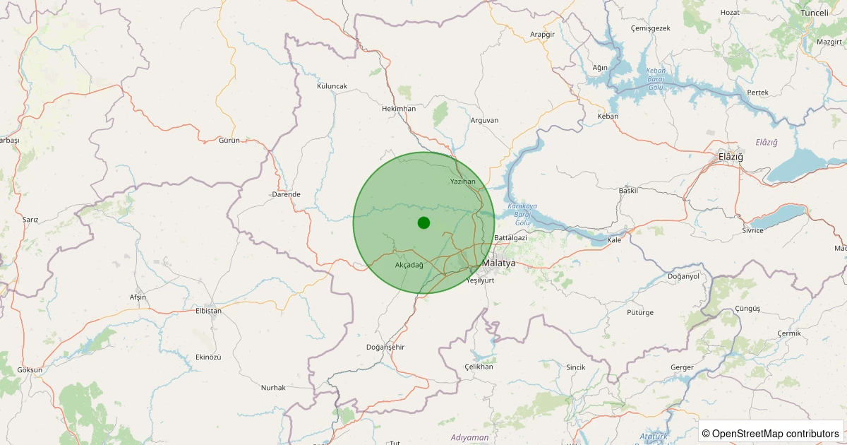 08 Aralık 2025 saat 05:33 - Akçadağ - Keklikpınar - 1.10ml depreminin harita gösterimi