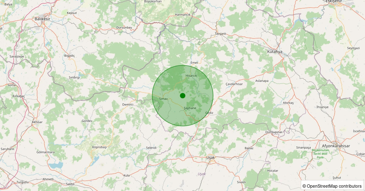 08 Aralık 2025 saat 06:27 - Simav - Şenköy Köyü - 1.70ml depreminin harita gösterimi