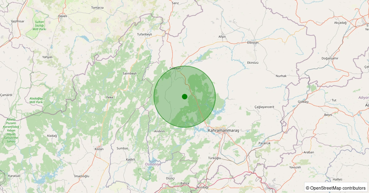 08 Aralık 2025 saat 06:52 - Onikişubat - Çukurhisar - 1.30ml depreminin harita gösterimi
