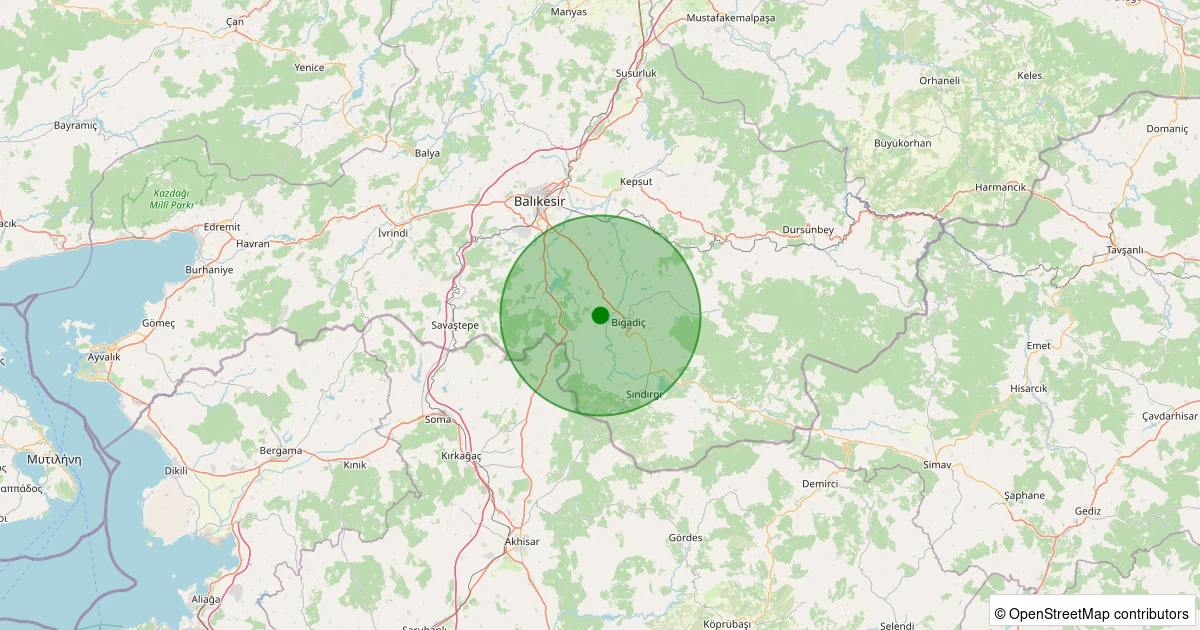 08 Aralık 2025 saat 07:14 - Bigadiç - Babaköy - 1.20ml depreminin harita gösterimi