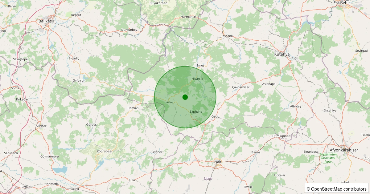 08 Aralık 2025 saat 07:35 - Simav - Yeniler Köyü - 1.60ml depreminin harita gösterimi